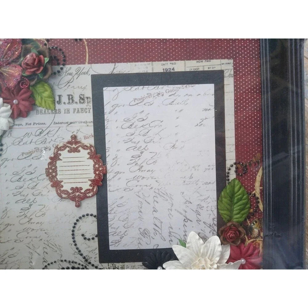 3D Butterflies & Flowers Just Add Photo Recollections-Framed Scrapbook Page-New